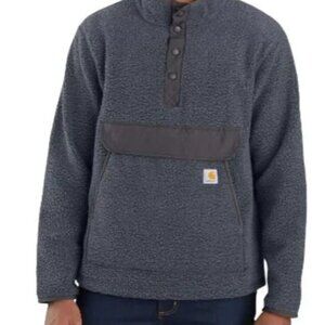 TAKE 50% OFF | Relaxed Fit Fleece Snap Front 1/4 Zip - Bluestone